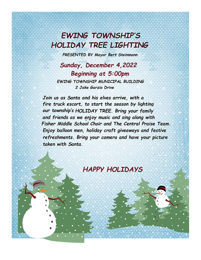 Ewing New Jersey 2022 Holiday Tree Lighting Ceremony